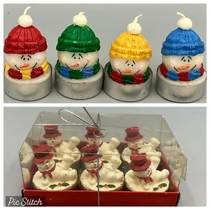 10 Vintage Christmas Tea Light Candles Snowmen Snowman Unused - Picture 1 of 9