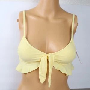 Xhilaration Women's bikini top sz small (0-2) tie-front bralette yellow nwt - Picture 1 of 4