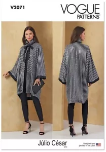 Vogue Patterns Julio Cesar Kimono Sleeves BOHO Light Jacket V2071 Sz XS-XXL 4-26 - Picture 1 of 7