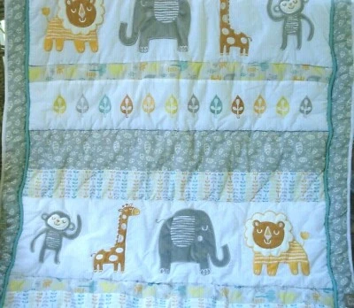 Trend Lab Lullaby Neutral Jungle Safari Animal Theme Infant Quilt NEW - Image 1 of 4
