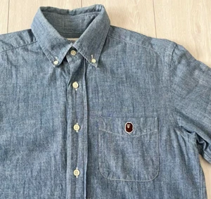 A Bathing Ape Size S button Denim Shirt from JAPAN blue - Picture 1 of 11
