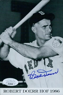 Bobby Doerr Boston Red Sox Signed 4x6 Cardstock Photo JSA Authenticated - Image 1 of 2