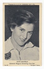 KATH BANFIELD 1954-55 A&BC Sports Card  Isleworth Peguins Swimming Club Star