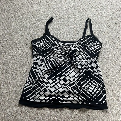 Apt. 9 Tankini acanalado negro blanco para mujer talla 18W correas ajustables geométricas Foto 1 de 4