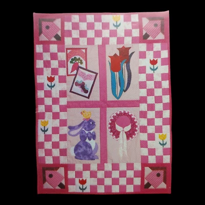 Pam Bono Spring Flowers Applique Quilt Pattern - 36x48 vtg 1990s Bunny Easter - Image 1 of 4