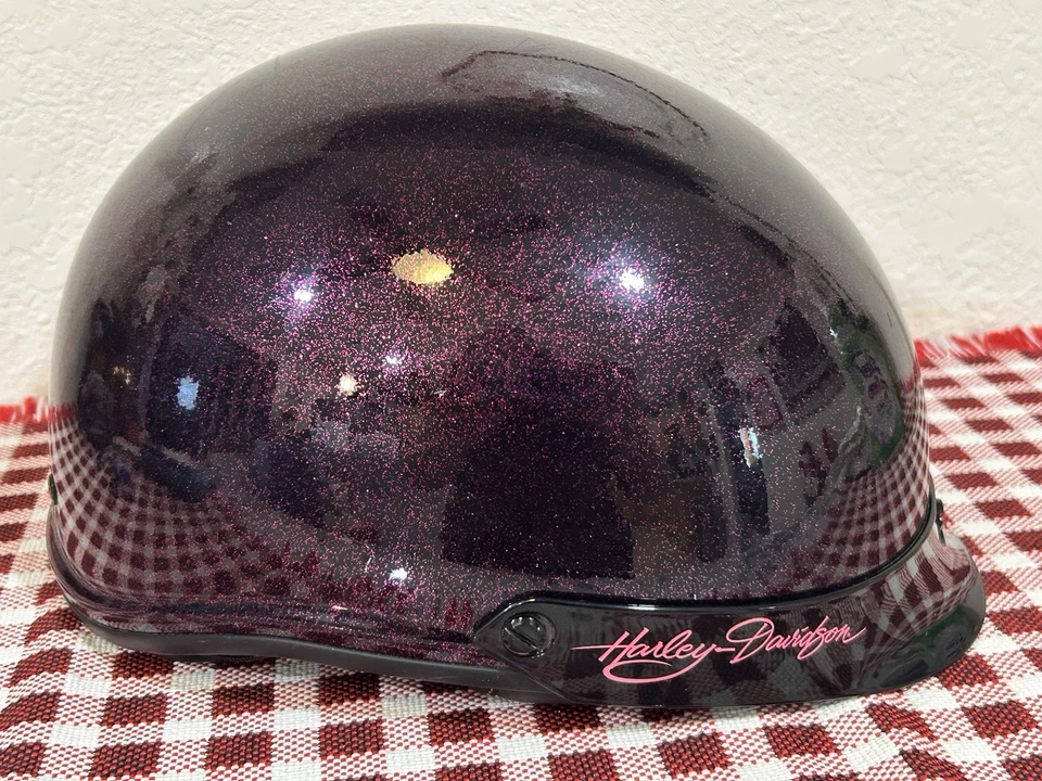 Medio casco Harley Davidson para mujer M etiqueta rosa brillo metálico escama Foto 1 de 4