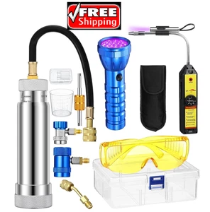 AC Leak Detector Kit R1234yf R134a R410a UV Dye Injector w/ Glasses & Light - Picture 1 of 7