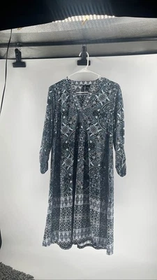 INC International Concepts синий пейсли v-образным вырезом 3/4 рукав Shift платье - Изображение 1 из 4
