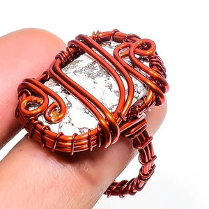 Wild Horse Gemstone Copper Ring Handcrafted Wire Wrap Beautiful Jewelry 7.50" - Picture 1 of 7