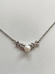 MIKIMOTO Silver Pearl Necklace Pearl Perl Mikimoto MIKIMOTO - Picture 1 of 8