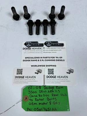 OEM 2001-2008 Dodge Ram 3500 DRW disco trasero rotor a pernos de buje 8 CANTIDAD 05017651AA Foto 1 de 4