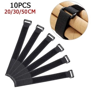 Correas de soporte de corbata de caña de pescar de nailon negro 10 piezas para fácil almacenamiento - Imagen 1 de 14