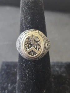 Sterling Silver Antique Family Crest Signet Ring Size 6.5 - Picture 1 of 4