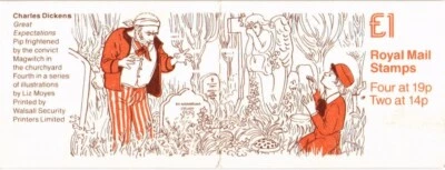 GB 1988/89 Yvert C 1328b-1 1£ booklet 2 x 14p + 4 x 19p Dickens Great expectatio - Image 1 of 2