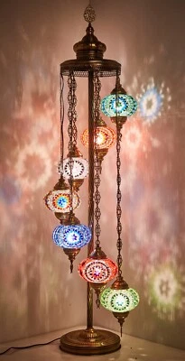 7 Globe Turkish Moroccan Mosaic Bohemian Boho Colorful Floor Lamp Light, Multi - Image 1 of 2