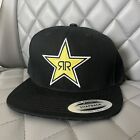 Rockstar Energy Drink Adult Black Star Patch Snapback Spellout Graphic Hat Cap