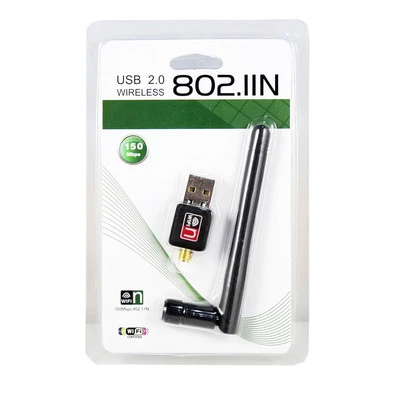 802.11n/g/b 150Mbps Mini USB WiFi Wireless Adapter Network LAN Card w/ Antenna - Image 1 of 4