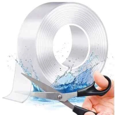 ADGO Nastro Biadesivo Extra Forte Trasparente per Interni ed Esterni Rimovibile 3 Mt