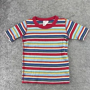 Hanna Andersson Short Sleeve Shirt Striped Kids Boys Size 8 Red Blue - Picture 1 of 5