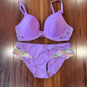 New NWOT Josie By Natori Purple Lingerie Set Lace Push Up Style Size 34B / S - Picture 1 of 7