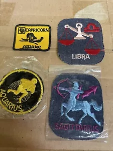 Vintage Lot 4 Patchs Aquarius, Libra, Sagittarius, Capricorn Unused 70’s - Picture 1 of 7