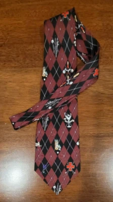 Corbata de golf Nicole Miller Argyle Doctor de colección 100 % seda (1995) COMO NUEVA Foto 1 de 4