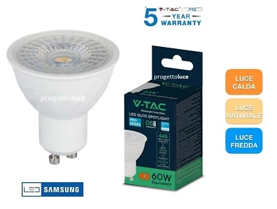 V-TAC LAMPADINA LED VT-247-N CHIP SAMSUNG GU10 6W FARETTO SPOTLIGHT FARO 110° - Immagine 1 di 4