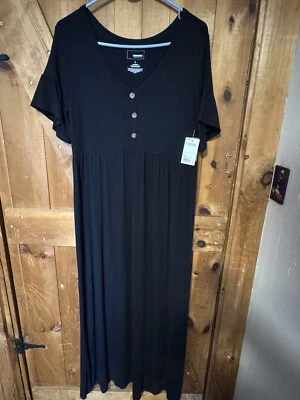 Sonoma Ruffle Sleeve Maxi Dress Maternity Size Large Black MSRP $54 - Image 1 of 4