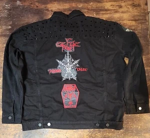 Celtic Frost Hell Hammer Triptykon Black Denim Trucker Battle Jacket Men's Large - Picture 1 of 13
