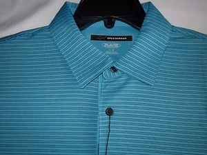 Camisa Polo de Golf Greg Norman Grande PLAY DRY Azul Rayas Finas - Imagen 1 de 3