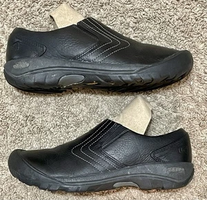 Keen Shoes Womens Size 7 Black Slip-On Leather Comfort Footwear Outdoor Clogs - Picture 1 of 14