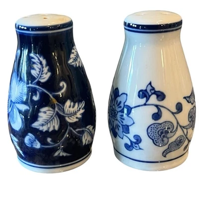 Pier 1 Mandarin Salt & Pepper Shakers Blue & White - Image 1 of 4