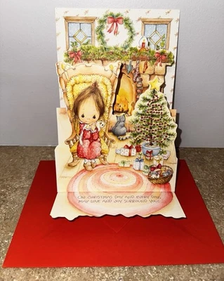 Tarjeta de Navidad Hallmark Betsey Clark Vintage Stand-Up 1980 sin usar árbol RARO Foto 1 de 4