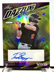 TRAVIS BAZZANA 2023 Leaf Vivid Dazzling Yellow RC Auto 1/2 RC GUARDIANS MINT👌👌 - Picture 1 of 7