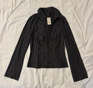 NWT Express Women’s Long-Sleeve Short Fitted Black & White Flare Sleeves, Size M - Picture 1 of 12