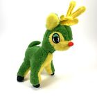 18" Vintage BJ Toy Co Christmas John Deere yellow green Rudolph Reindeer Plush