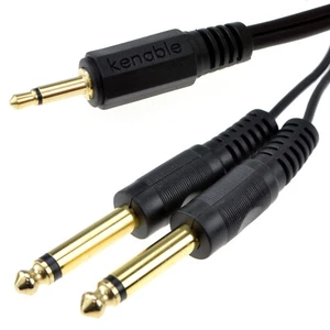 3.5mm Mono Jack Conector A Doble 6.35mm Tapones Bidireccional Cable 1m/2m - Imagen 1 de 11