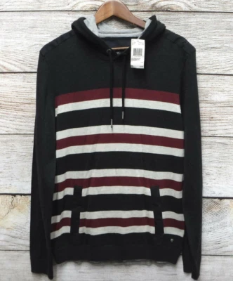 Buffalo David Bitton Sweater Mens Size Large Striped XSlim Fit Thin Hoodie New - Image 1 of 4