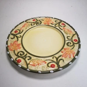 At Home America Berries And Leaves Decorative Plate/Candle Holder 7.5" - Picture 1 of 4