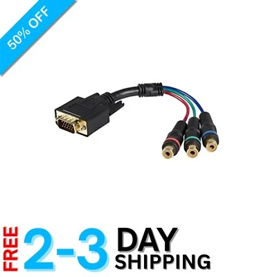 Versatile 6 in. VGA to RCA Breakout Cable - Ideal for Indoor and Outdoor Use - Image 1 of 2