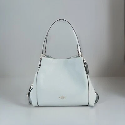 Bolso de hombro grande COACH Edie de cuero granulado refinado azul cielo #57125 Foto 1 de 4