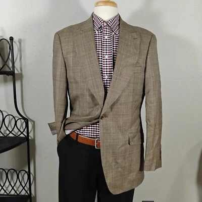 Casaco esportivo masculino Apollo King blazer botão único marrom xadrez anos 150 lã pico 42R - Imagem 1 de 4