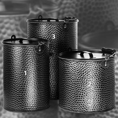 Metalleimer Kohleeimer verzinkt gehämmert Ascheeimer Kamin Industriedesign si/sw - Bild 1 von 4