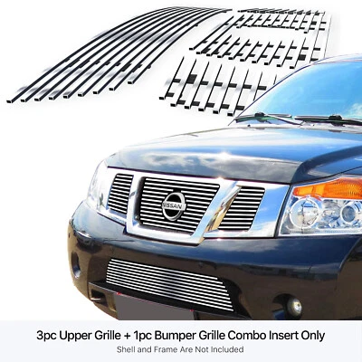 Fits 2008-2015 Nissan Armada Logo Show Stainless Chrome Billet Grille Combo - Image 1 of 4