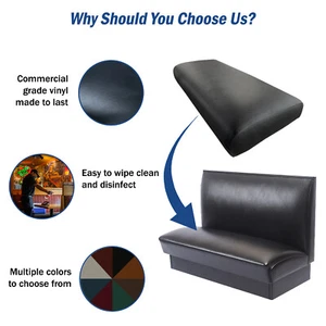 Restaurant Booth Seat Cover Repair - DIY STAPLE ON Custom Replacement Vinyl Top - Picture 1 of 17