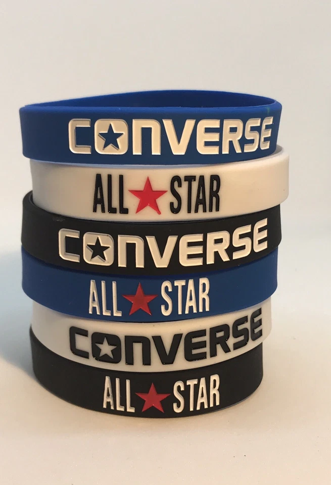 1 (Uno) Pulsera CONVERSE All Star NEGRO BLANCO AZUL Pulsera Silicona 3D Foto 1 de 1