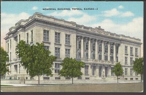 Memorial Building TOPEKA KANSAS ~ LINO vintage - Imagen 1 de 1
