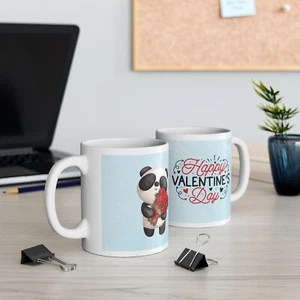 Adorable taza de panda para el día de San Valentín, regalo de amor romántico, taza de café feliz de San Valentín - Imagen 1 de 6