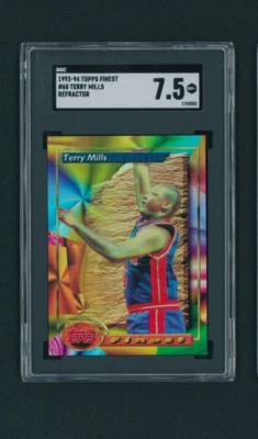 1993-94 Topps Finest Terry Mills REFRACTOR #60 SGC 7.5 NM+ - Image 1 of 2