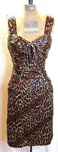 Sexy vestido vintage para mujer Betsy Johnson estampado de leopardo lápiz movible 2 pin-up - Imagen 1 de 7